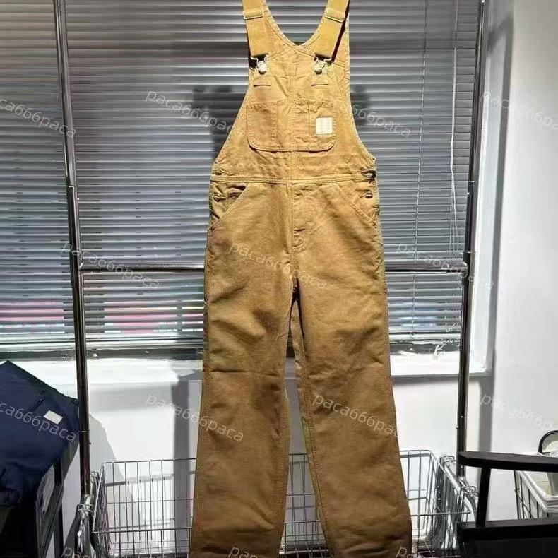 Kaha Style American Retro Washed Distressed Workwear Denim Overalls Loose Straight Leg for Men and Women