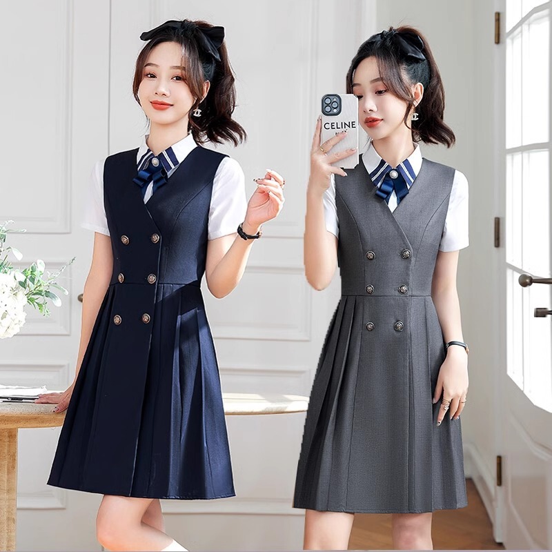 Kindergarten Teacher Work Uniform Dress Suit Summer Professional Attire Skirt Suit College Style Jk Uniform Kindergarten Teacher Uniform
