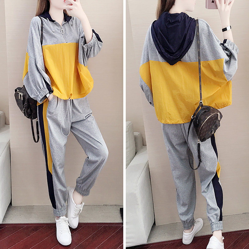 Hong Kong Sports Two-Piece Dress Women's 2019 Fall New Loose Hip Hop Casual Wear Skinny Foreign Pants