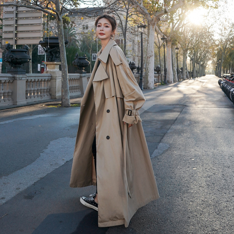 Casual Plus-Size Extra-Long Trench Coat for Women, Spring and Autumn 2026 New Style, Ankle-Length for Tall and Chubby Women
