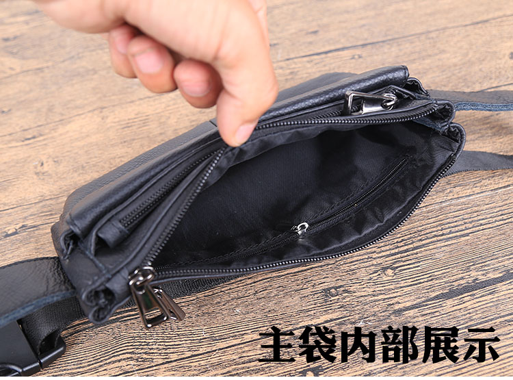 Thời trang túi da Hàn Quốc thể dục thể thao chạy ngực Baotou lớp da bò nhiều lớp điện thoại di động túi nam và nữ túi đeo vai mua túi đeo hông chạy bộ	