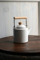 One-meter enamel slightly flawed 2L solid color enamel kettle Enamel high straight pot boiling jug Evergreen model