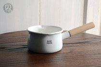 One-meter enamel slightly flawed Korean Shanlan mother thickened crimped single-handle milk pot Supplementary food pot Breakfast snack pot