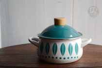More blemish 18CM Fresh Leaf enamel soup pot enamel small stew pot heighened and thickened