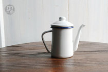 More flawed foreign trade Japanese 0 6L enamel coffee pot enamel small oil pot flower teapot