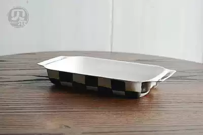 One-meter enamel slightly flawed hand-painted plaid thick enamel plate Snack plate Fish plate Bowl gratin rice plate Tray