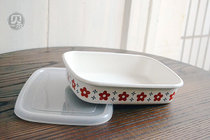 One meter enamel micro-blemish Daily single solid color thickened enamel storage box cooking box enamel shallow square plate