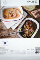 One-meter enamel slightly flawed retro red and blue edge thickened rectangular enamel plate Enamel snack plate Baked rice baking plate