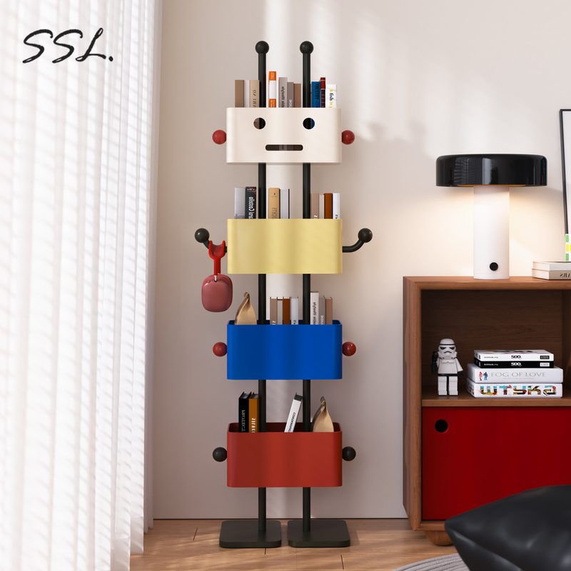 Ssl Robot Bookshelf Children's Bookcase Living Room Home Floor-Standing Corner Storage Shelf Bedroom Iron Magazine Rack