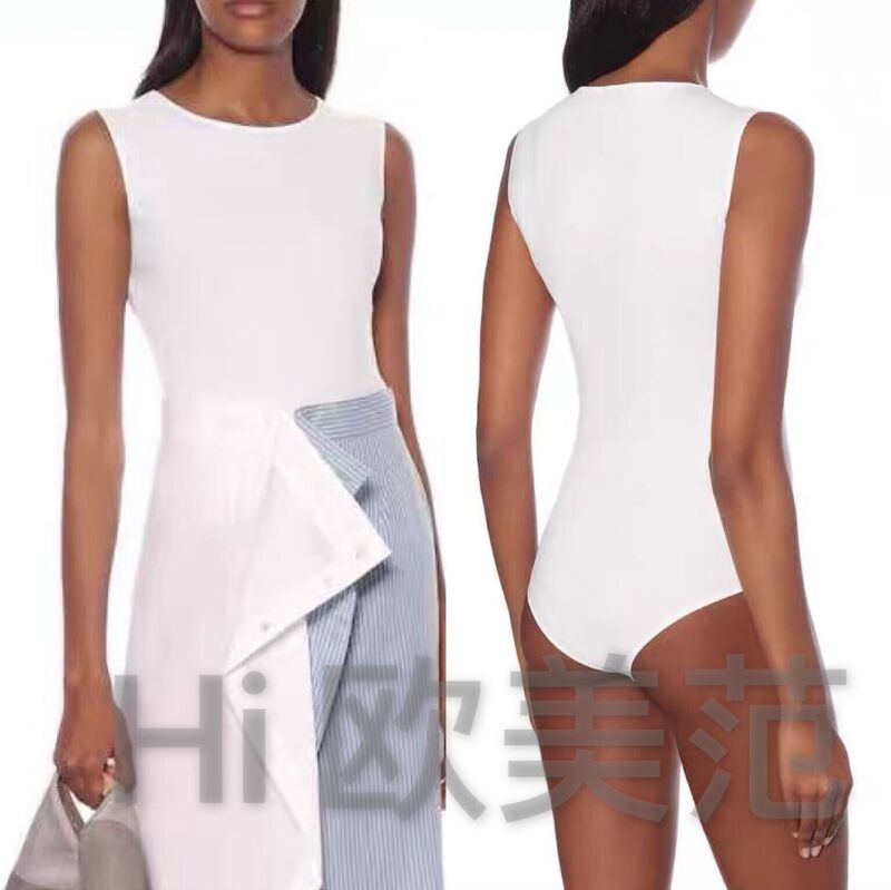 Round Neck Summer Plus Size Tank Top for Women, Cotton One-Piece Top, Sleeveless Simple T-Shirt, White Versatile European and American Style