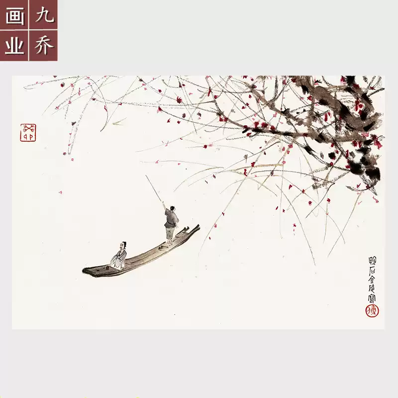 中国古美術 近代 傅抱石款 人物画 水墨画 掛軸 宣紙 唐物 文房置物 純手描き 傅抱石水墨山水画国画行舟挂画66*45cm宣纸画心-Taobao-Tmall