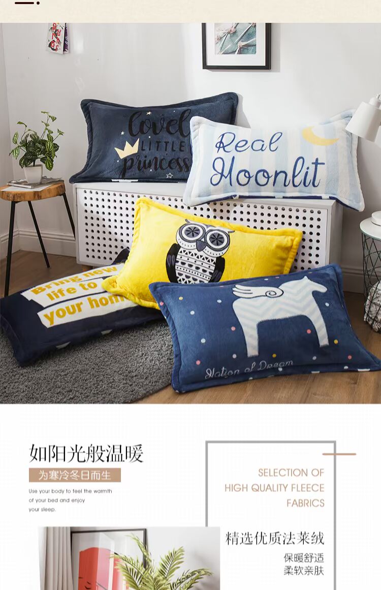 Flannel gối một cặp váy mùa đông Phalle nhung gối sinh viên độc thân nhung san hô gối bìa 48x74cm - Gối trường hợp gối hơi