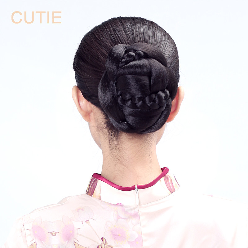 Cuddling Drip Wig Hair retro disc Ancient Dish Hair Weave Hair bag Ancient Dress Flower Buds Bridal Wig Big Hair Bag