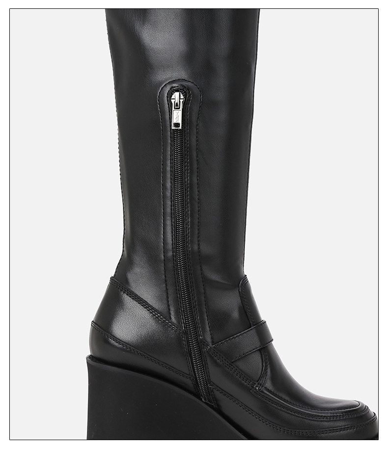 Стрейч ботинки/носки сапоги 长靴女过膝靴真皮厚底显瘦长弹力靴欧美高筒瘦瘦靴皮靴高跟长筒靴 540926325