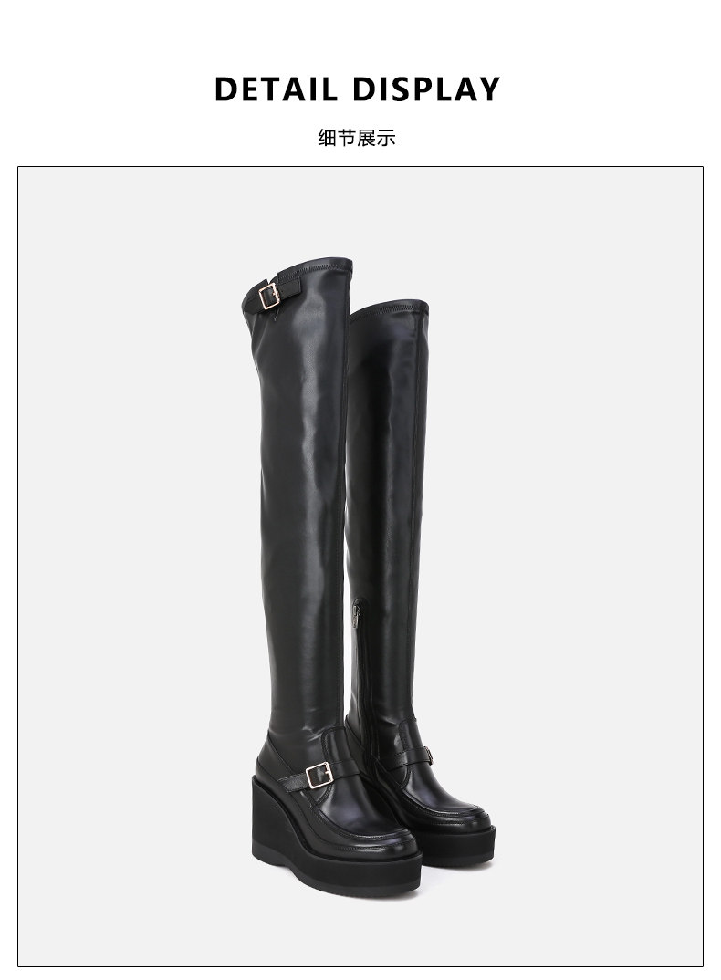 Стрейч ботинки/носки сапоги 长靴女过膝靴真皮厚底显瘦长弹力靴欧美高筒瘦瘦靴皮靴高跟长筒靴 540926325