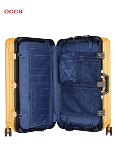 Occa/ouka, подлинный желтый чемодан из чистого ПК, чемодан на колесиках в стиле ретро, ​​европейский и американский, универсальный чемодан с кодовым замком на колесах