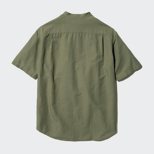 Мужская и женская рубашка Uniqlo из хлопка и льна с воротником стойкой/рубашка с короткими рукавами, повседневный кардиган 474528 464939
