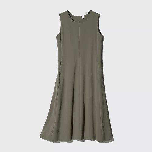 Uniqlo, эластичное белое платье с рукавами без рукавов, юбка