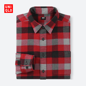 79元包邮  优衣库UNIQLO 男装 法兰绒格子衬衫(长袖) 411906