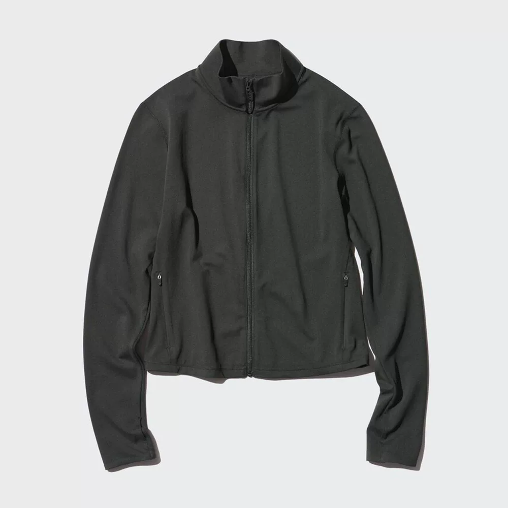Женская куртка Uniqlo AIRism с высоким эластичным уплотнением и молнией, длинный рукав, 474964 475336