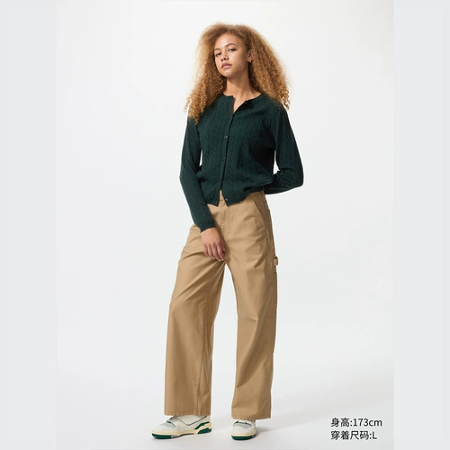 Uniqlo женский вязаный кардиган/свитер с круглым вырезом, куртка с кондиционером, рубашка для поездок на работу 488123