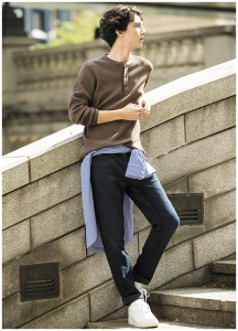 99元包邮 优衣库UNIQLO   华夫格亨利领T恤(长袖) 418700