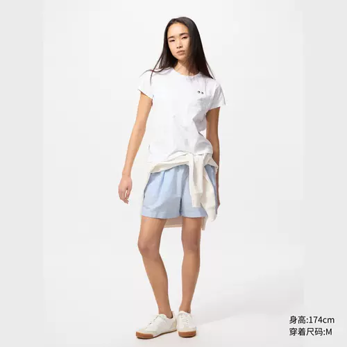 Модель сотрудничества Uniqlo/T2Classic Женская бамбуковая футболка для пряжи/коротки