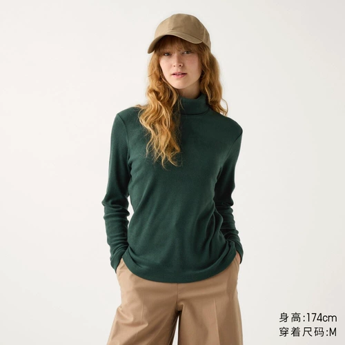 Женский флисовый пуловер с двумя лацканами Uniqlo HEATTECH, основа футболки с высоким воротником 459793 470142