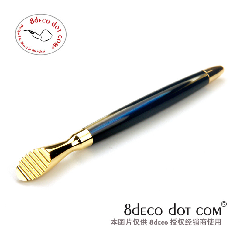 8deco new slanted head Tomahawk metal concave spoon engraved with anti-flameout with press stick Press Rod