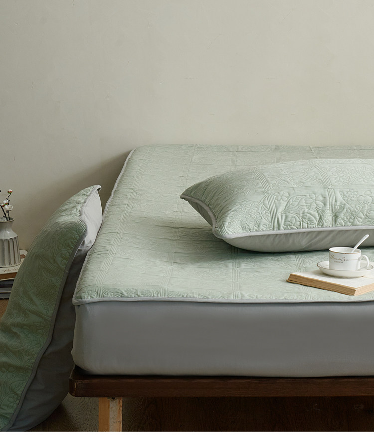 Натяжная простыня fitted sheet | 天丝棉床笠枕套三层提花柔软凉席厚实三件套四季