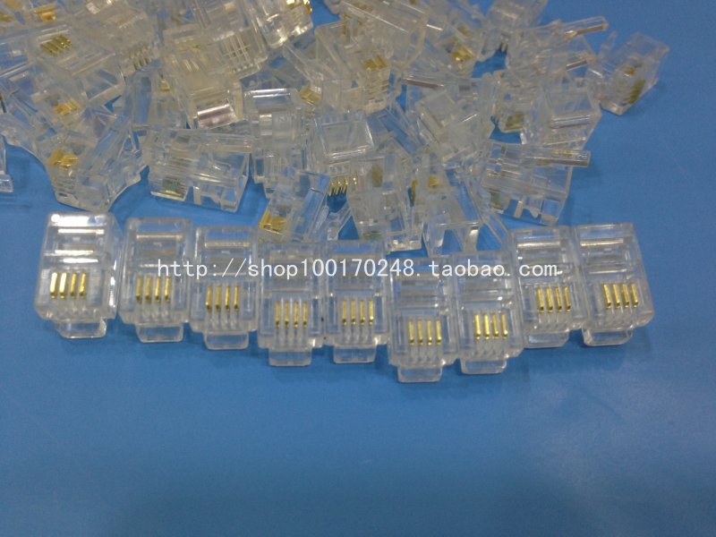 Telephone handle crystal head 4P4C crystal head small 4 core crystal head gilded copper sheet RJ12 crystal head