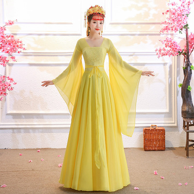 Chinese Folk Dance Dress Ancient costume Han costume female Chinese style Han Tang ancient style ancient fairy wide sleeve fairy Classic Dance Costume