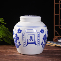 Customized Jingdezhen ceramic Ashes altar funeral supplies blue and white round Dragon grain graves anti-corrosion and moisture-proof urn