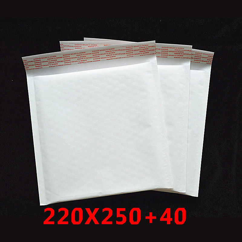 White No Print Kraft Paper Bubble Envelope Self-styled Bag 220X250 Waterproof Blister Bag 320 Hot pins per box