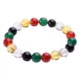 Настоящий браслет из натурального хрустального агата с множеством сокровищ и пятицветными бусинами в форме руки для мужчин и женщин из золота, дерева, воды, огня и земли, года рождения и пяти элементов.