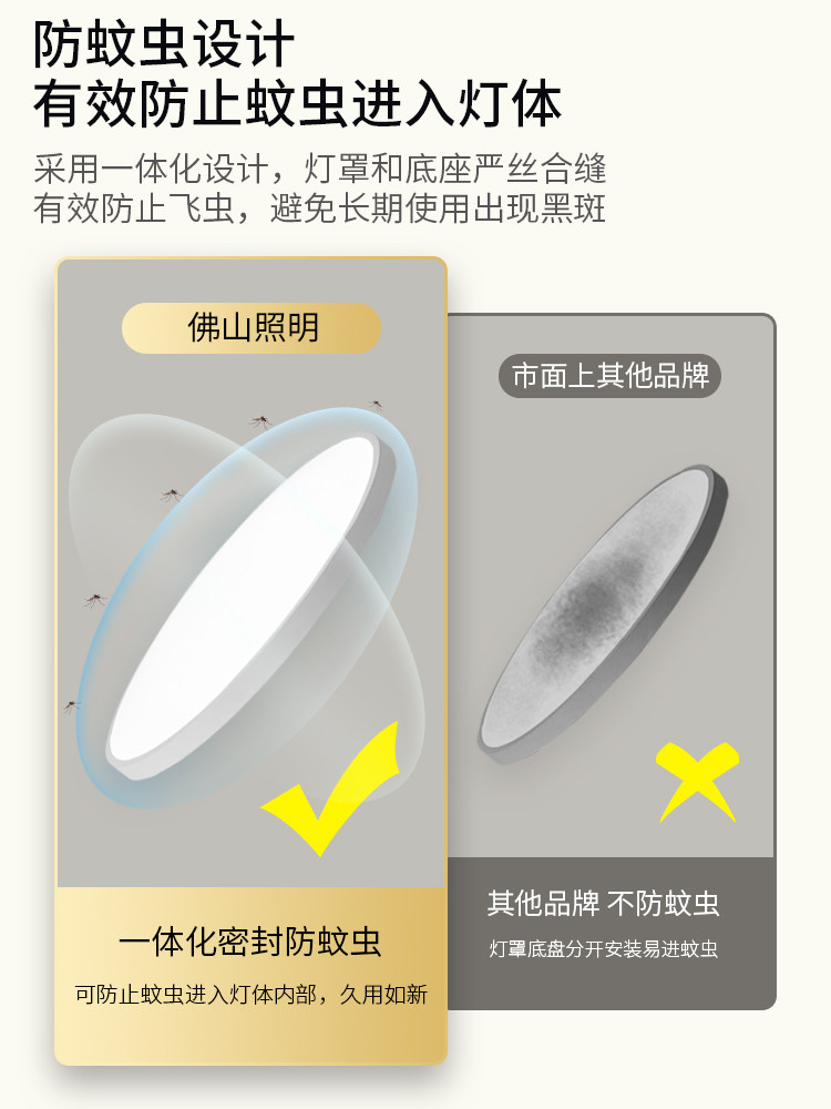 Foshan Lighting Led Three-Proof Ceiling Light, Waterproof and Mosquito-Proof, Bedroom Light, Kitchen, Bathroom, Balcony, Corridor