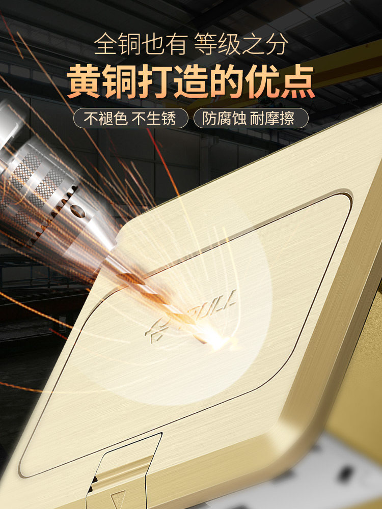 Bull Brand Floor Socket with Network, Household Floor-Mounted Hidden Socket, Invisible Panel Floor Socket, All-Copper Waterproof