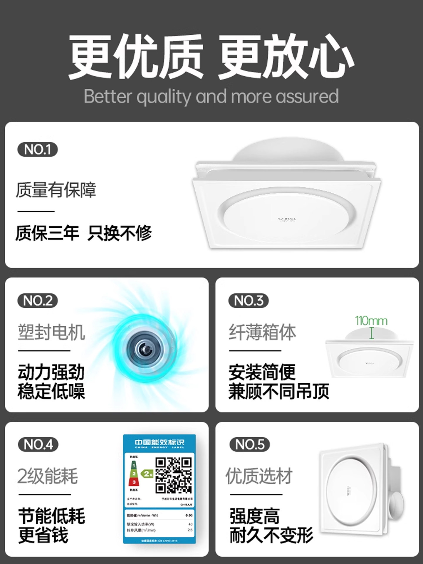 Bull Integrated Ceiling Ventilation Fan Exhaust Fan Kitchen Powerful Ventilation Two-In-One Bathroom Household Exhaust Fan