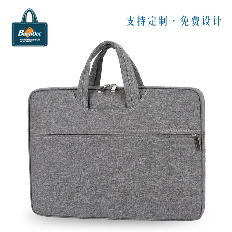 Portable one-shoulder laptop bag business office meeting bag fashion simple men's and women's computer bag custom pattern printing LOGO