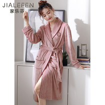 women's autumn winter long bathrobe flannel thin spring autumn coral fleece pajamas long sleeve morning robe warm