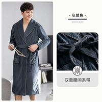 A936335-Men Robe-Gray Lan-Dark Grid
