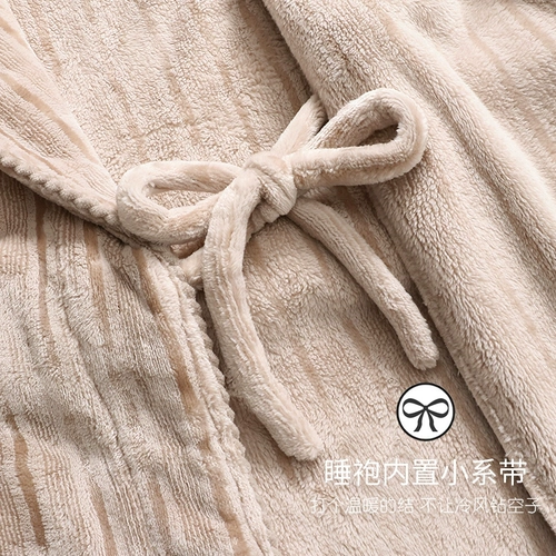 家乐芬 Мужская пижама, демисезонный зимний коралловый бархатный флисовый фланелевый банный халат, увеличенная толщина