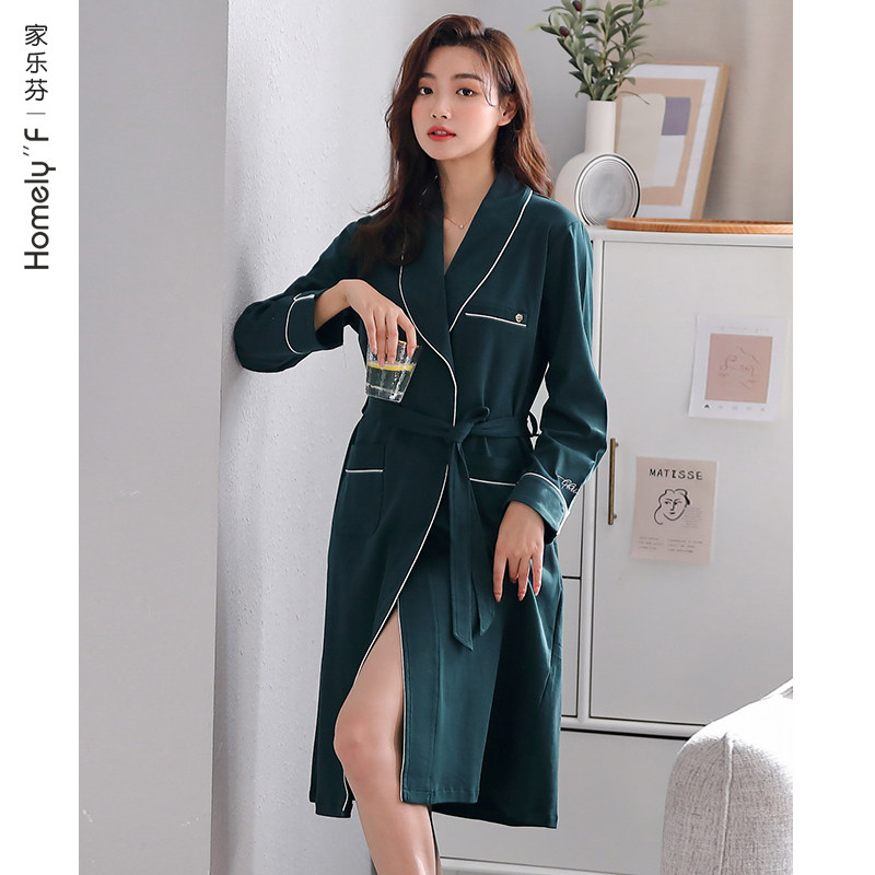 Sleeping Dress Lady Sleepwear Spring Autumn style Bathrobes sleeping dress Long version of thin section pure cotton Long sleeves All cotton Home Morning Gown Bathing Suit