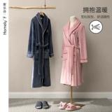 Мужской демисезонный фланелевый коралловый бархатный банный халат для влюбленных, флисовая удерживающая тепло осенняя пижама