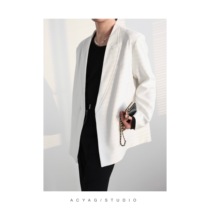 Atea With Agu White Korean Wind Chic Suit Jacket Mens Spring 2022 New Trend Loose Casual West Suit