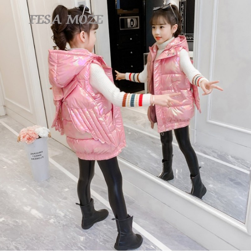 Korean Women's Big children spring clothes 2021 new little girl foreign school cartoon children's cotton coat long coat