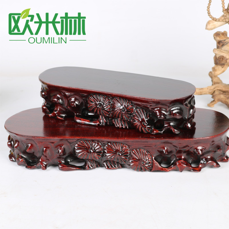 B011 strip chishstone base solid wood stone base fine long flat length handiwork pendulum decorated base can dig groove