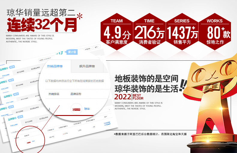 PVC Полы 琼华环保地板贴自粘免胶加厚耐磨 9425632
