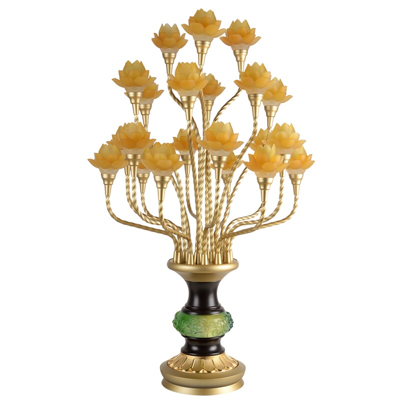 21 pint LED seven color glazed lotus lamp large floor lotus lamp for the Buddha lamp Buddhist lamp Buddhist light long bright light