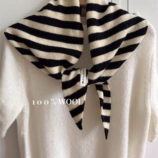 Triangular Scarf, Striped Shawl, Headscarf, Knitted Women's Korean Style Multi-Functional Small Neck Scarf